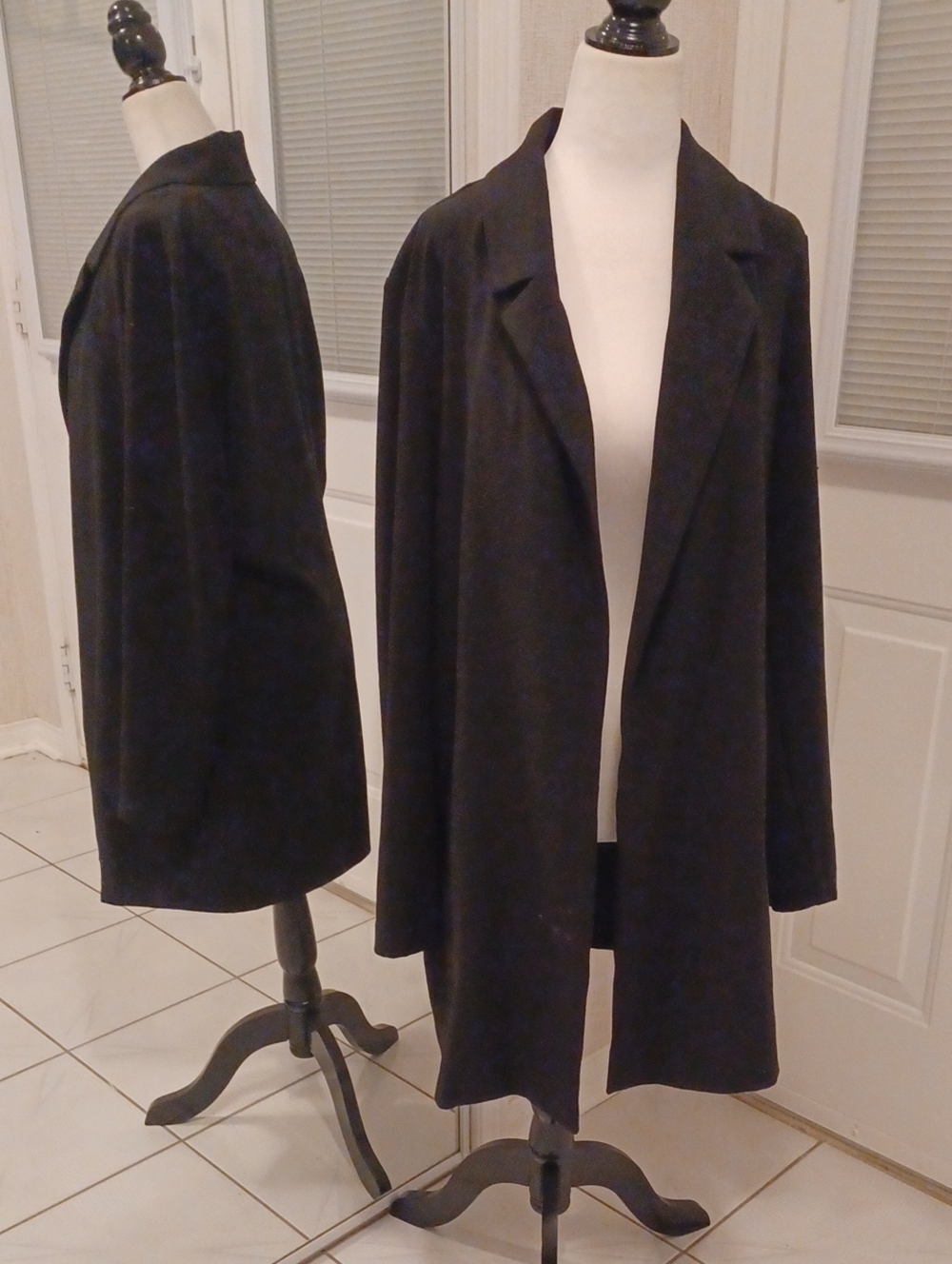 Vero Moda Black Open-Front Jacket with Draped Lapel - Size Medium